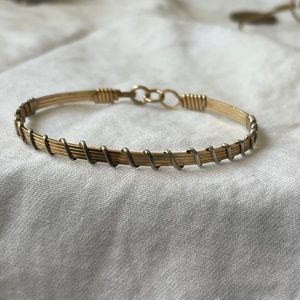 Gold Bracelet, Wire-Wrapped with Sterling Silver